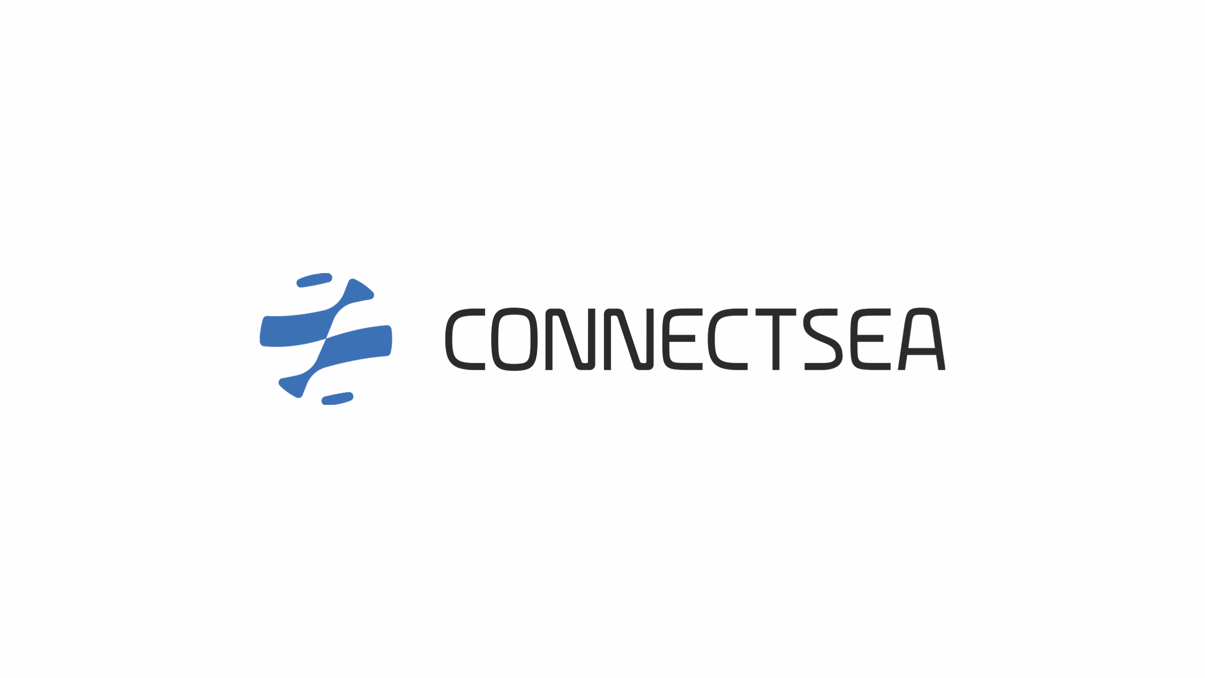 Logotipo e assinatura da ConnectSea sobre fundo azul