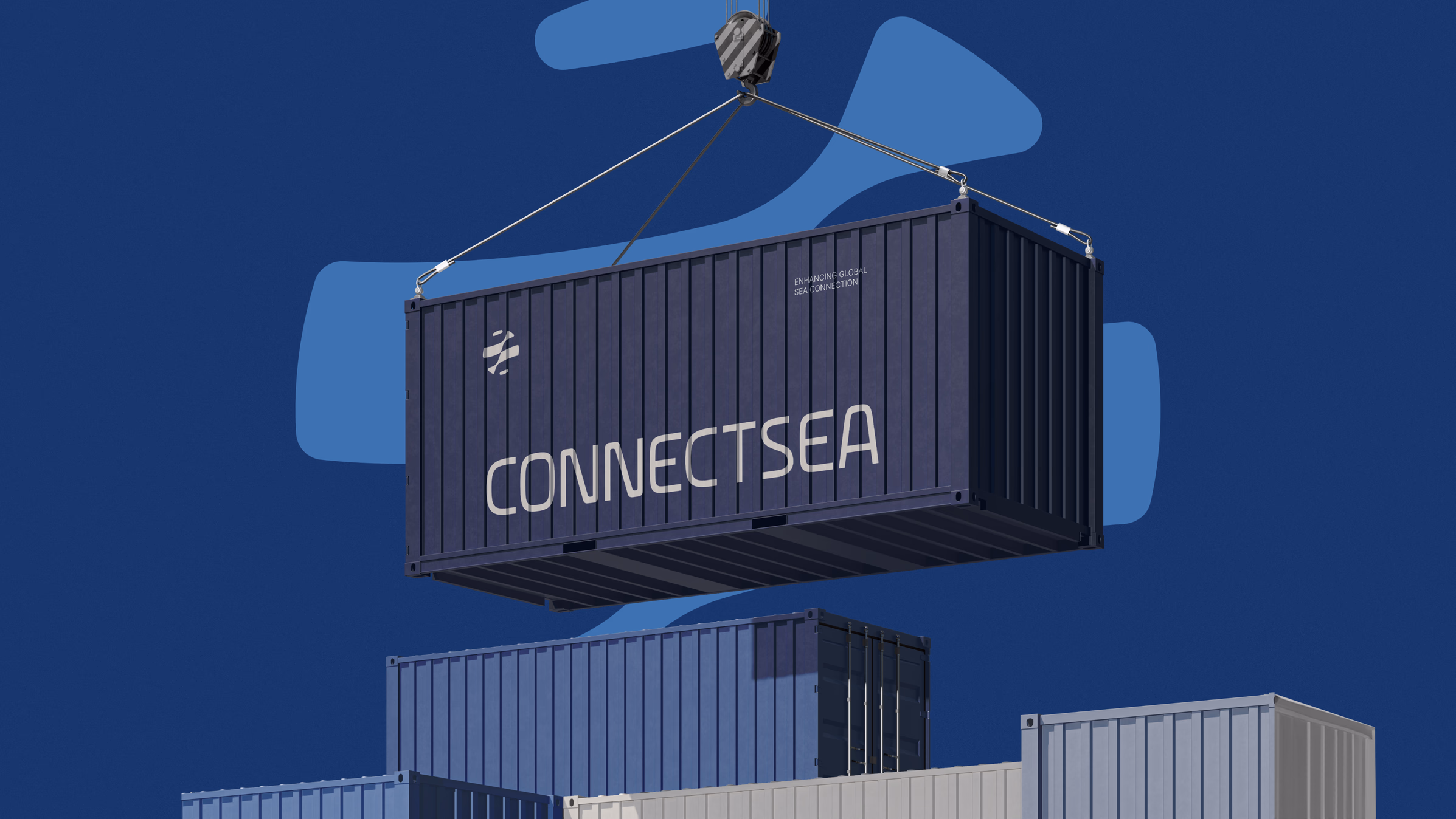 Identidade da ConnectSea aplicada em um contêiner