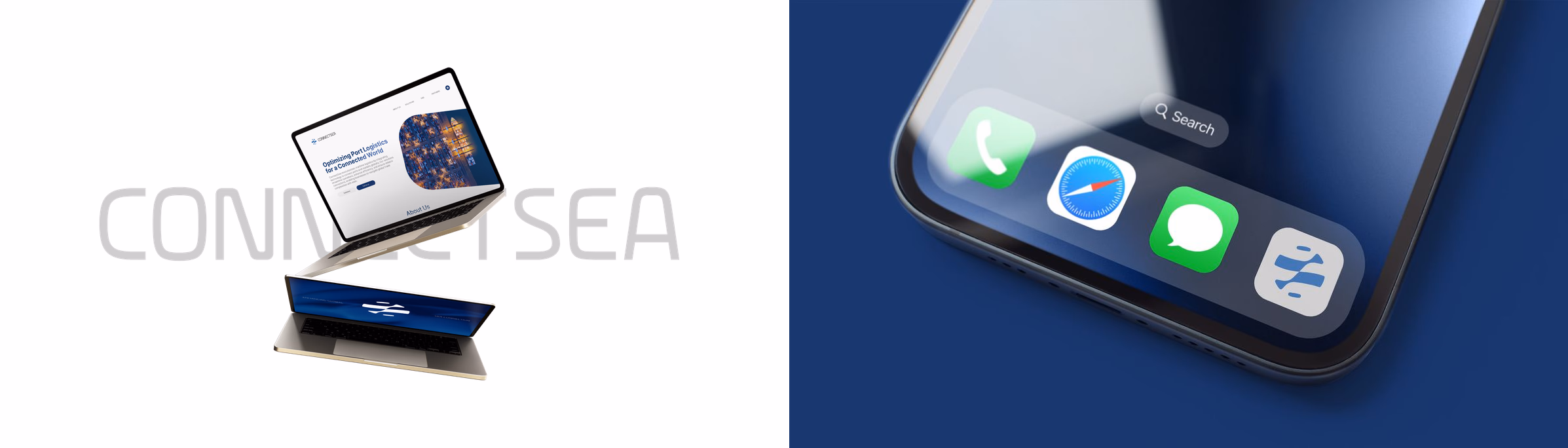 Site da ConnectSea em desktop e celular