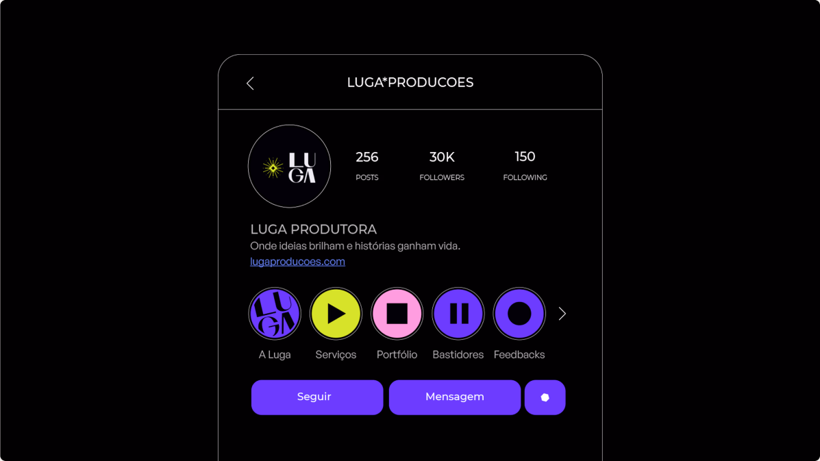 Design do perfil social da Luga