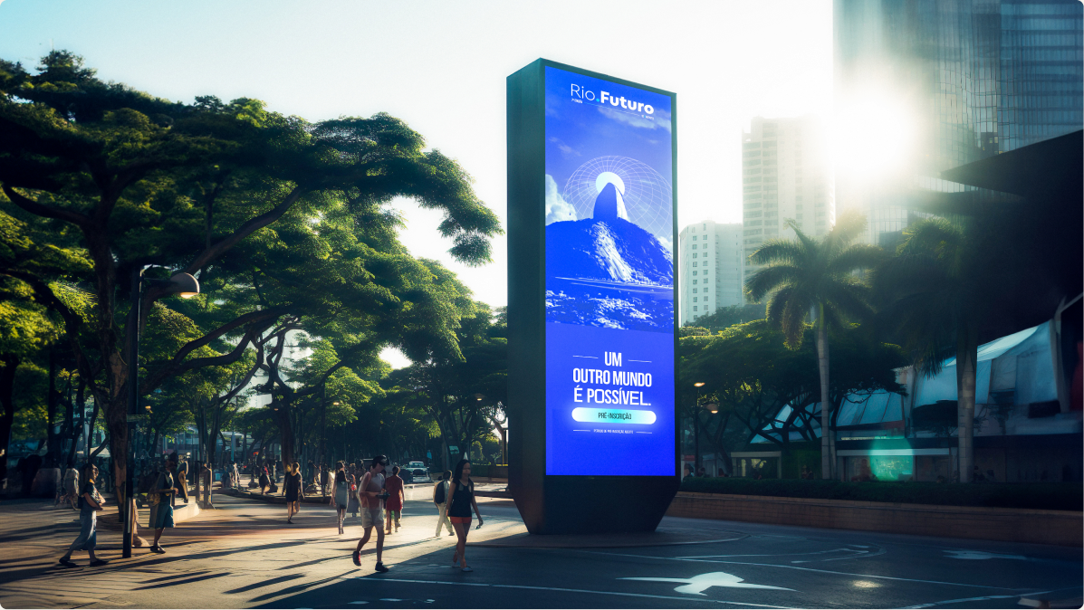 Identidade Rio.Futuro aplicada em painel urbano