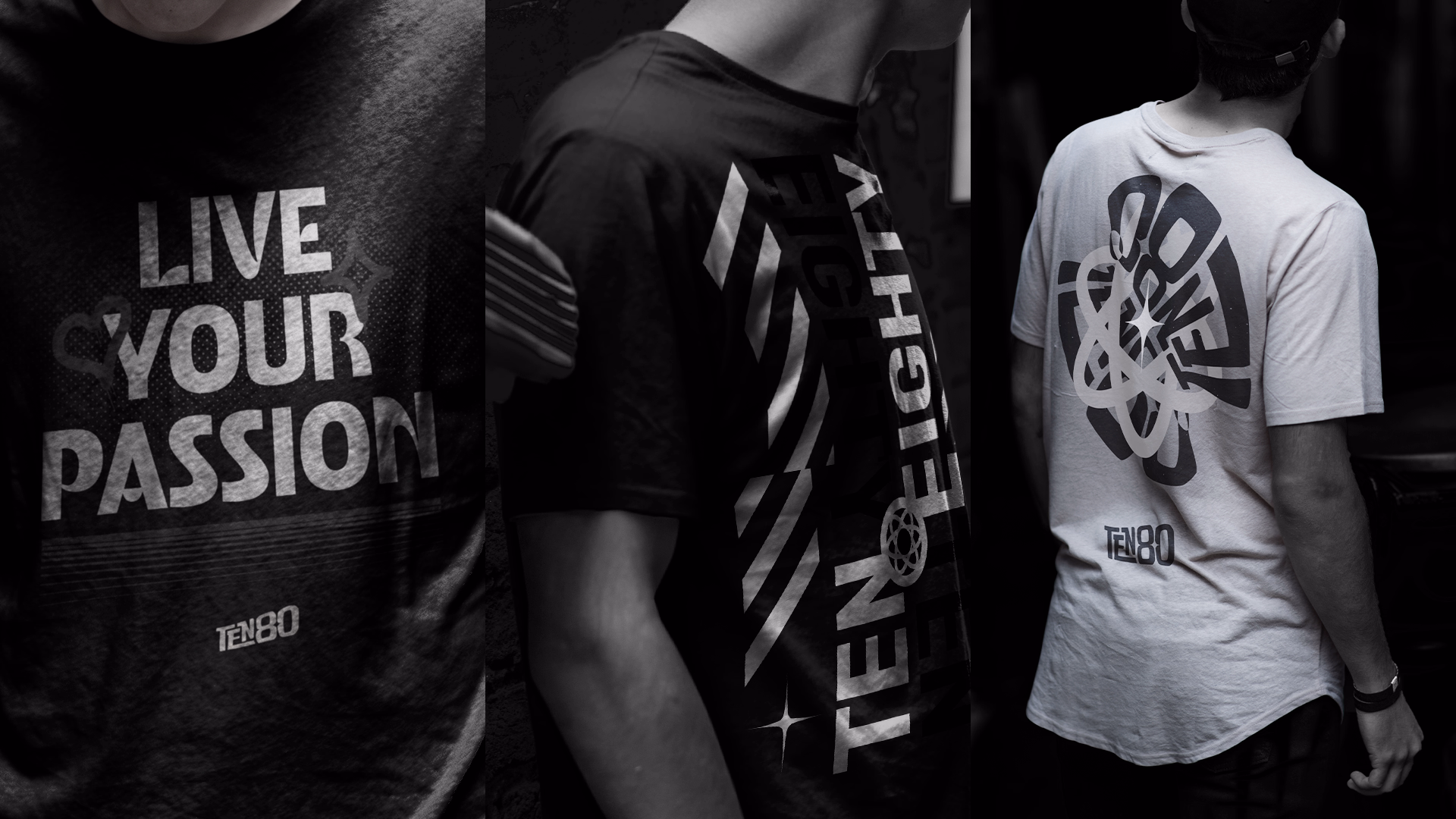 Aplicações gráficas TEN80 em camisetas