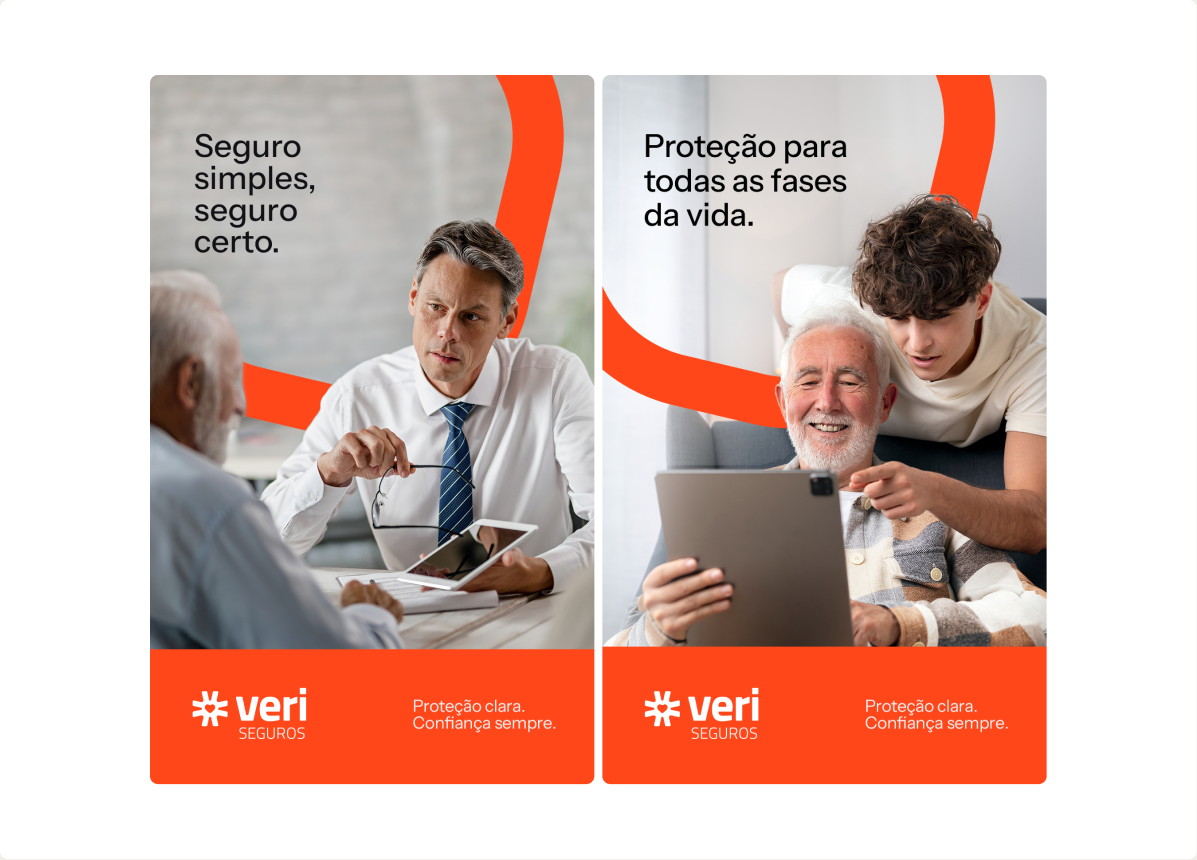 Cartazes de campanha da Veri Seguros